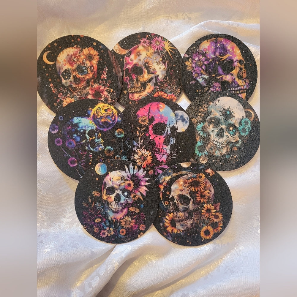 🌹Buy 1 Get 1 Free🌹 8pc Colorful Skull Coasters Set